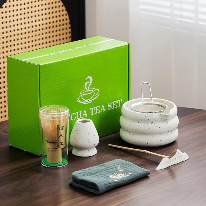 7Pcs Japanese Matcha Tea Set, Matcha Kit with Matcha Bowl (with Pouring Spout), Matcha Whisk, Whi... | Amazon (US)