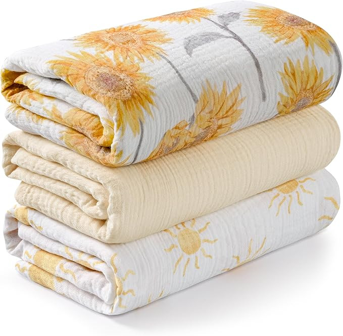 Muslin Swaddle Blankets for Newborn, 3 Pack Breathable Soft Receiving Blanket, Large 38 x 40 inch... | Amazon (US)