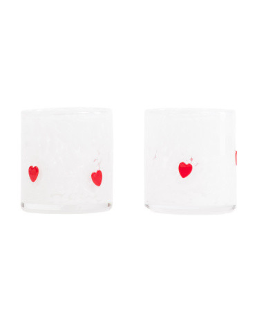 Set Of 2 Confetti With Hearts Double Old-fashioned Glasses | TJ Maxx