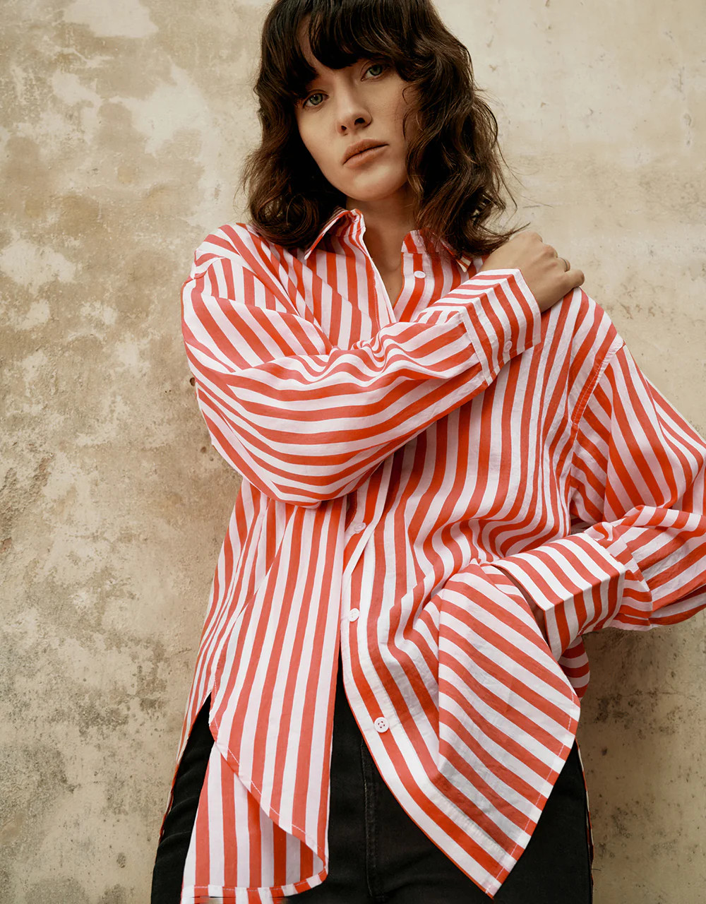 Striped Button Up Straight Shirt | Urban Revivo