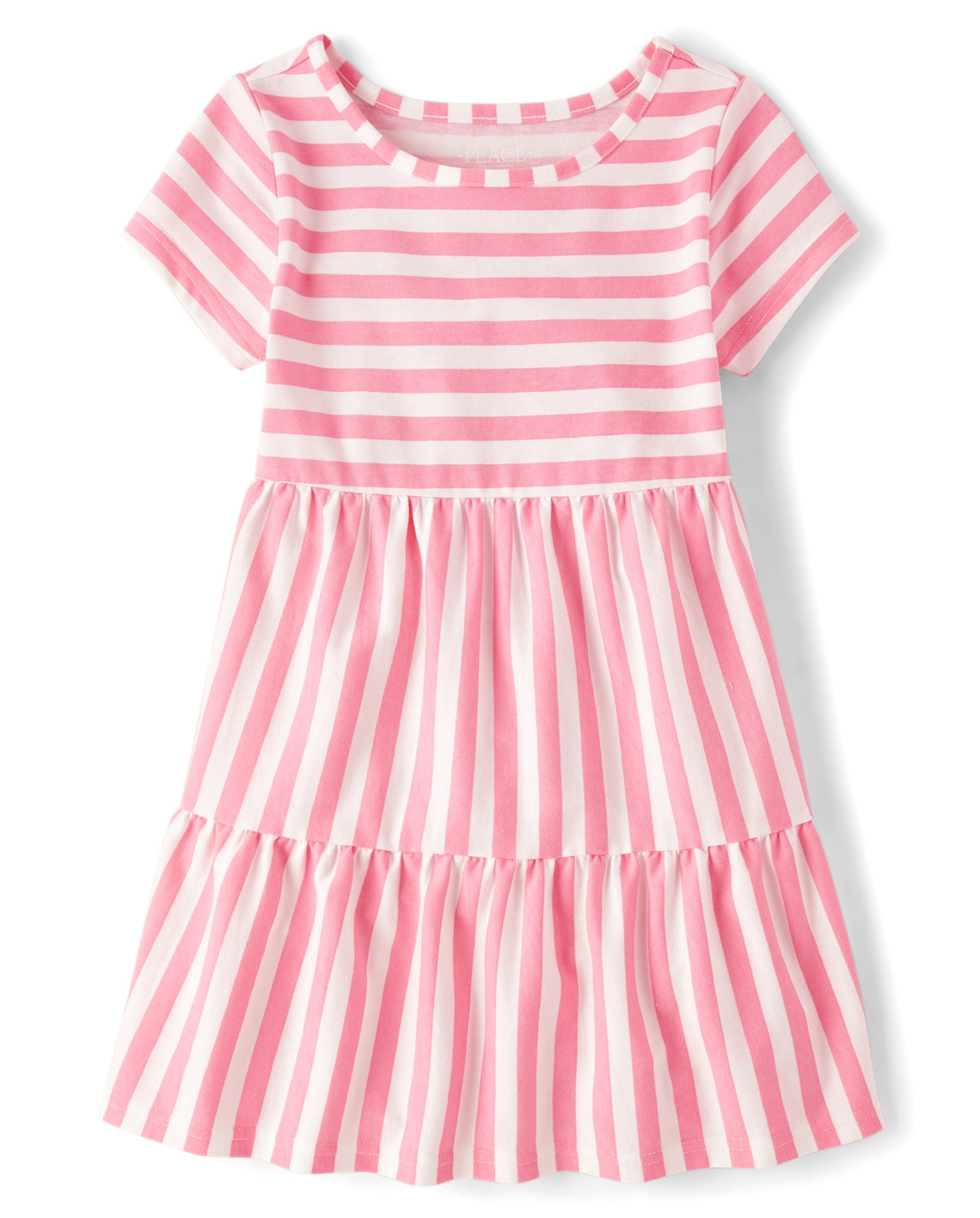 Girls Striped Tiered Dress - pink | The Children's Place