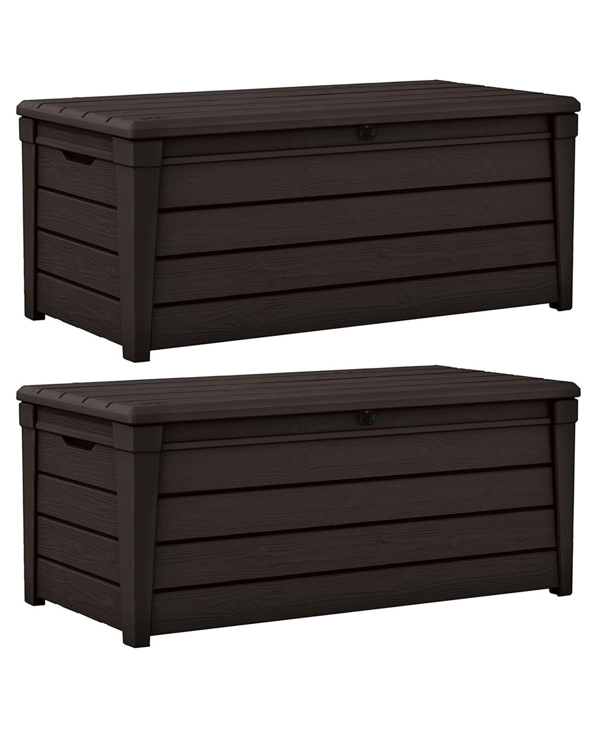 Keter Brightwood Weatherproof Resin Patio Deck Storage Box Bench (2 Pack) - Brown | Macy's