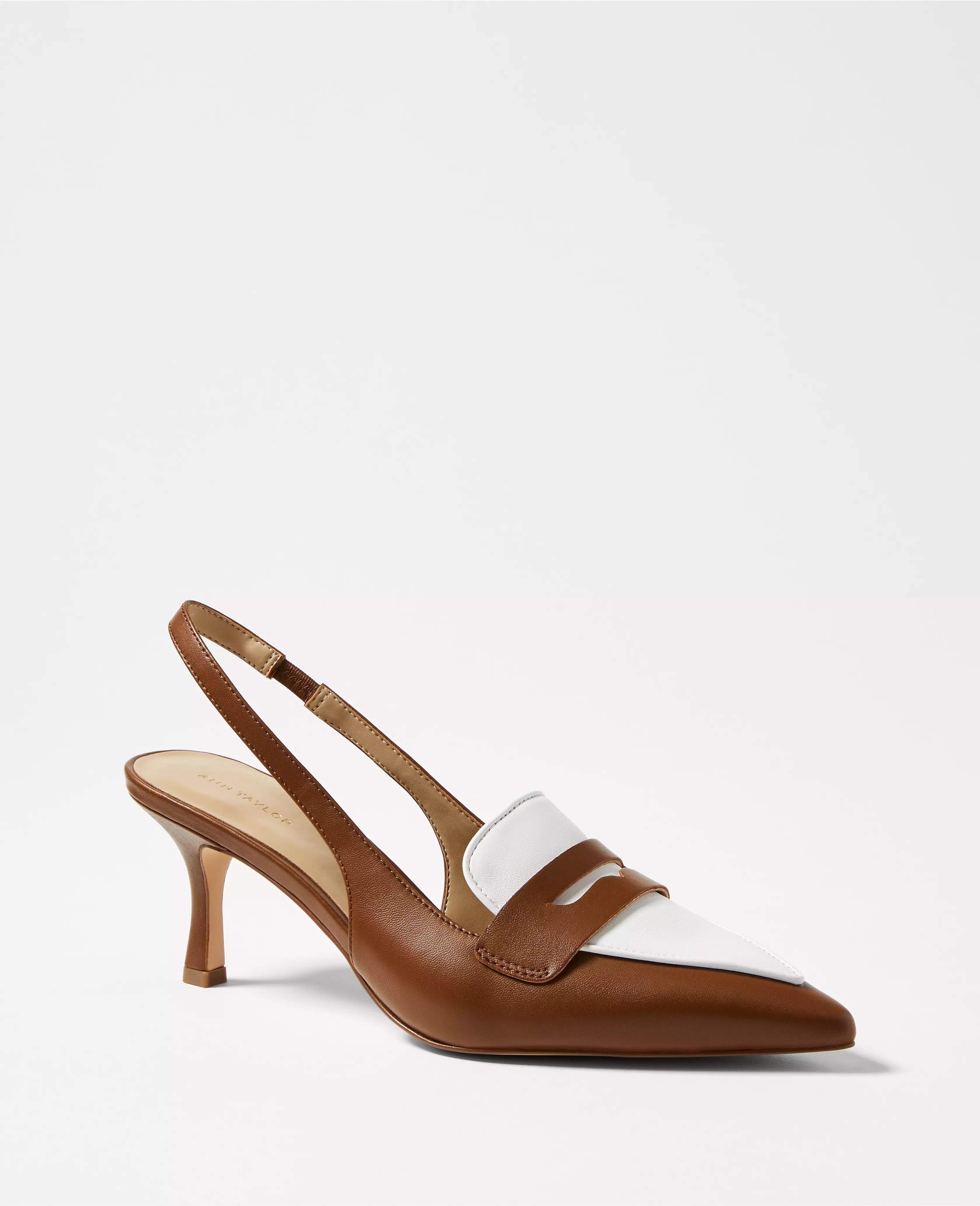 Penny Loafer Leather Slingback Pumps | Ann Taylor (US)