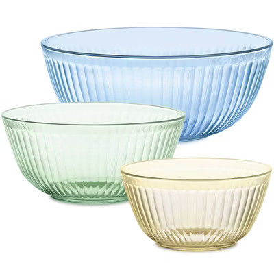 Pyrex® Sculpted Tinted 3pc Unlidded Mixing Bowl Set | Target