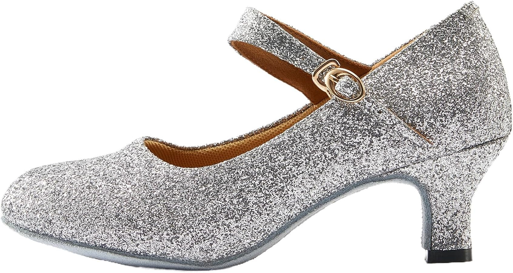 missfiona Women's Glitter Latin Ballroom Dance Shoes Pointed-Toe Y Strap Dancing Heels | Amazon (US)