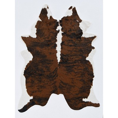 5'x6'6" Faux Cow Hide Rug Brindle - Linon: Cow Print, Machine Made, Polyester, Indoor Use, Low Pile, Accent Rug | Target