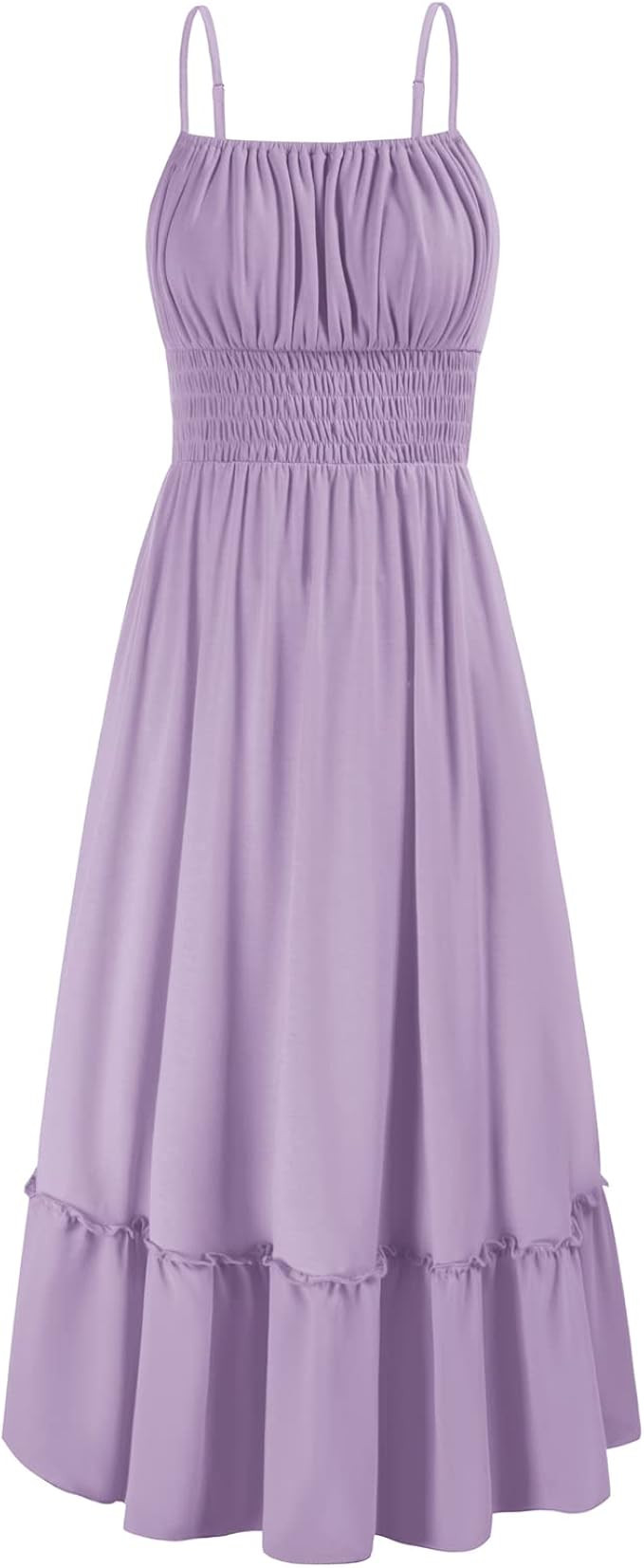 GRACE KARIN Womens Summer Maxi Dress Casual Sleeveless Spaghetti Strap Smocked Ruffle A Line Beac... | Amazon (US)