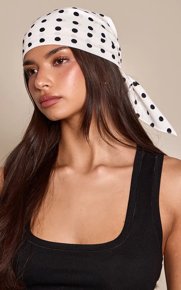 Cream Polka Dot Head Scarf | PrettyLittleThing USA | PrettyLittleThing US