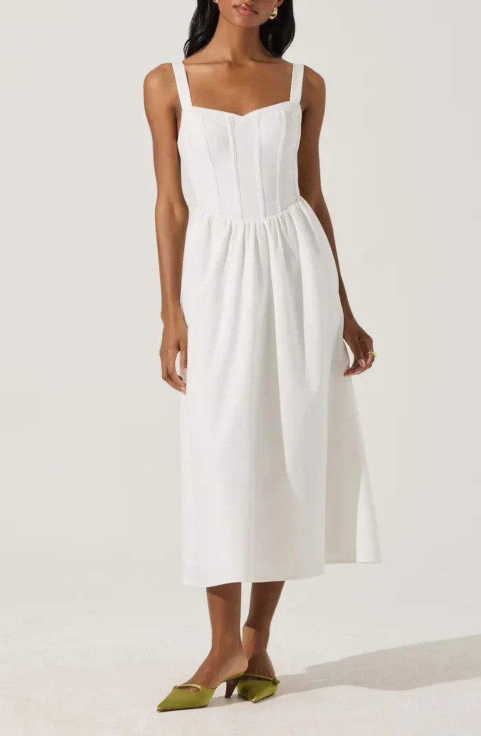 ASTR the Label Structured Cotton Blend Midi Fit & Flare Dress | Nordstrom | Nordstrom
