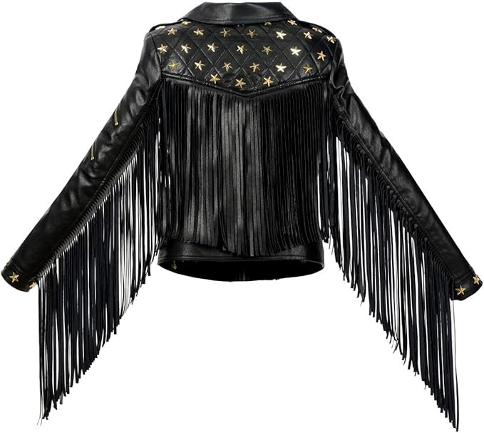 SX Spring Autumn Women Jacket NEW Personality Tassel Rivets Faux Leather PU Short Biker Leather J... | Amazon (US)