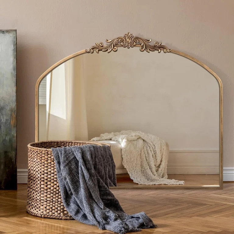 Kulpaw Vintage Arched Wall Mirror, 36" x 30" Gold Antique Baroque Mirror with Ornate Frame, Decor... | Walmart (US)