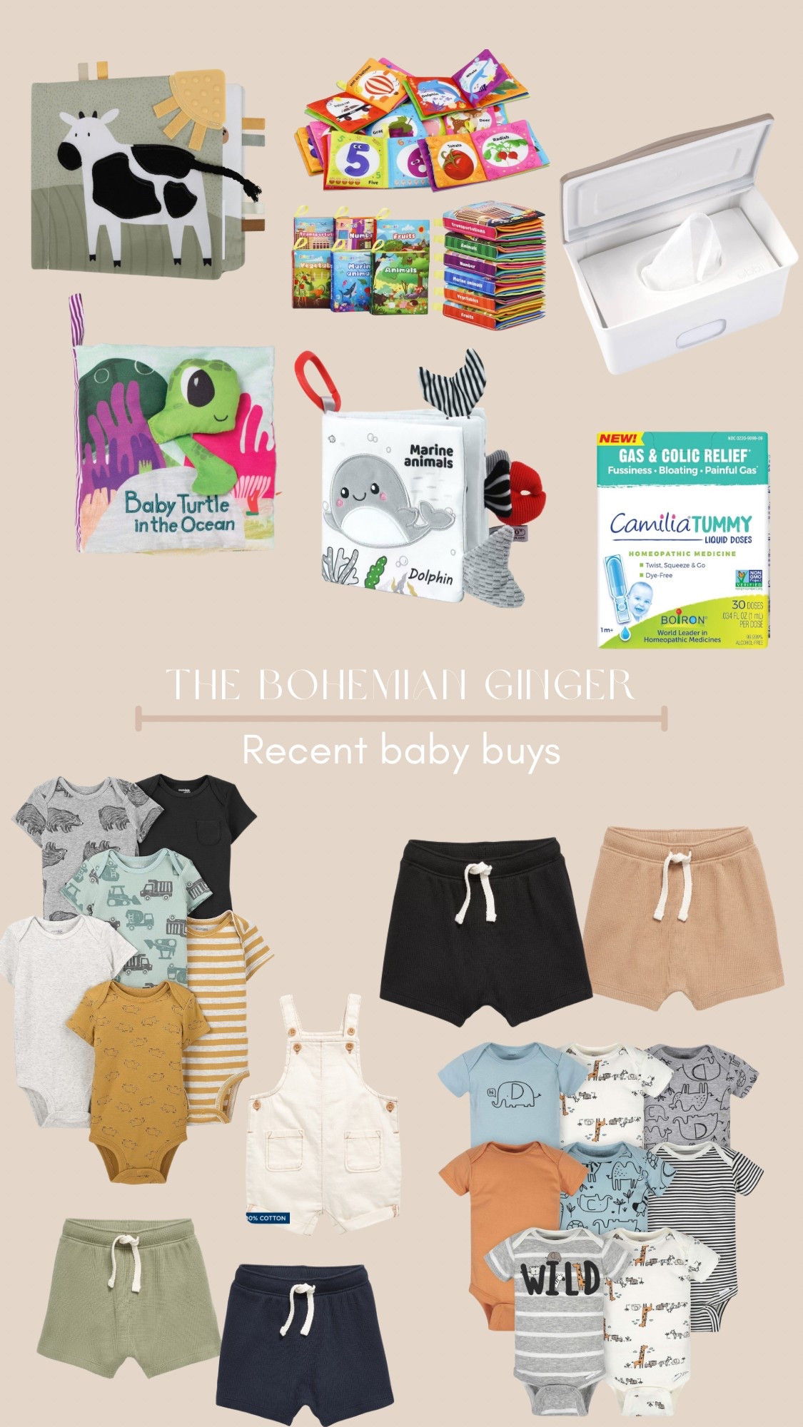 My recent baby buys.
Little man needed a few 0-3 months clothes now that the weather is warming up.
Ordered a couple fabric books for him, some more of this homeopathic stuff to help with his gas and colic, and a box for wipes.

#LTKBaby #LTKSaleAlert #LTKFindsUnder50