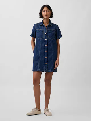 UltraSoft Denim Mini Shirtdress | Gap (US)