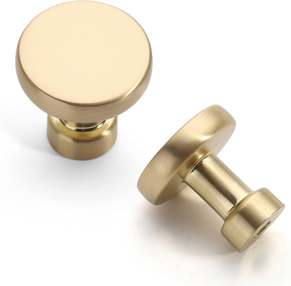 Asidrama 10 Pack 1-1/4 inch Brushed Brass Kitchen Cabinet Knobs Gold Dresser Knobs Drawer Knobs C... | Amazon (US)