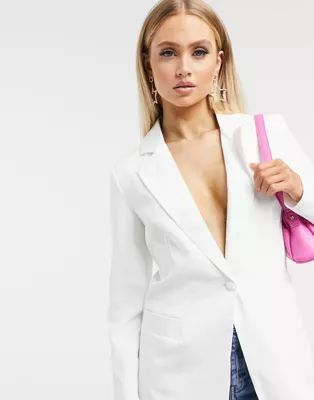 Unique21 tailored single button blazer in ivory | ASOS (Global)