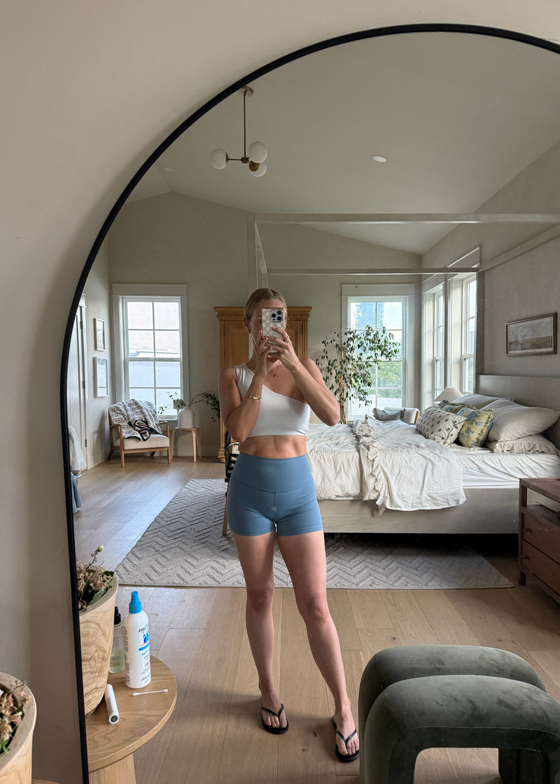Good morning!! Headed to hot pilates and sharing one of my favorite workout outfits. I have these shorts is so many colors.  

 #LTKootd #LTKfitnessgoals #LTKmomlife