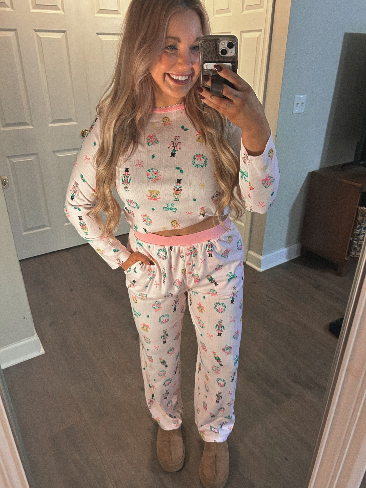 Cutest pink nutcracker pajama set from Walmart!!! Wearing a size medium! 

#LTKMidsize #LTKHoliday #LTKSeasonal