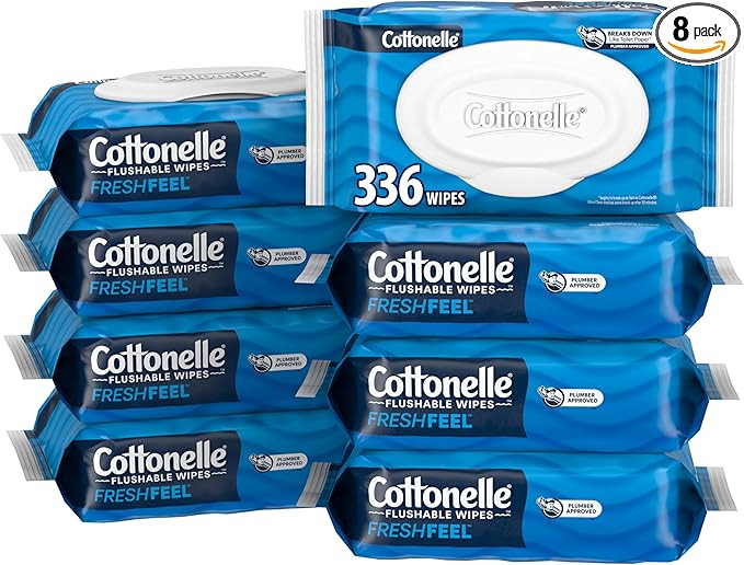 Cottonelle Fresh Feel Flushable Wet Wipes, Adult Wet Wipes, 8 Flip-Top Packs, 42 Wipes Per Pack (... | Amazon (US)