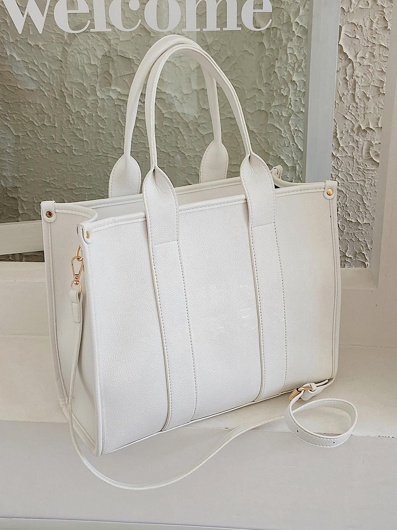 Minimalist Top Handle Bag Solid Color Double Handle | SHEIN