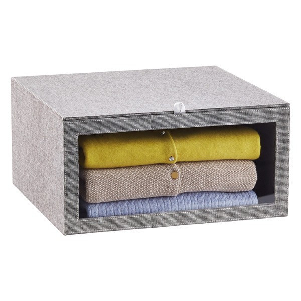 Case Of 4 Cambridge Drop-Front Sweater Box Grey | The Container Store