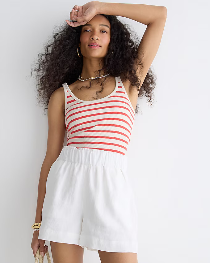 Vintage rib shelf-bra tank top in stripe | J. Crew US