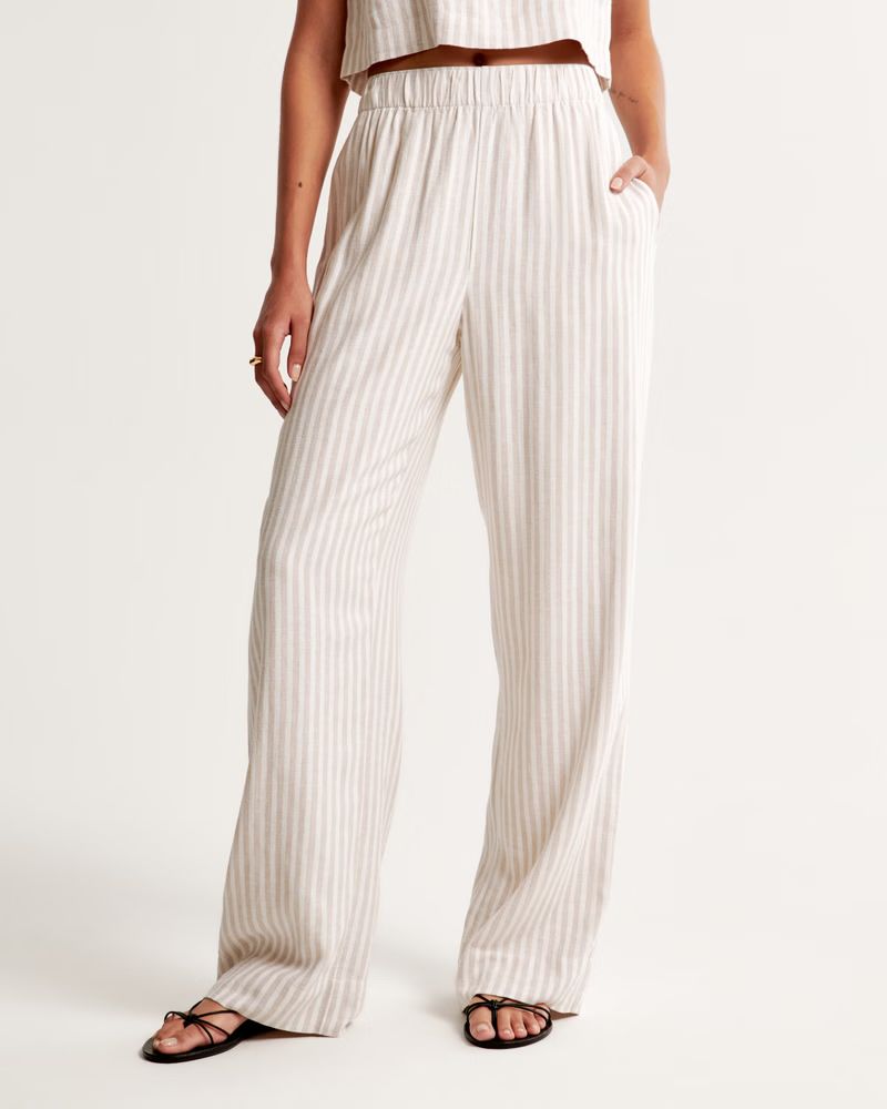 Women's Linen-Blend Pull-On Pant | Women's Clearance | Abercrombie.com | Abercrombie & Fitch (US)