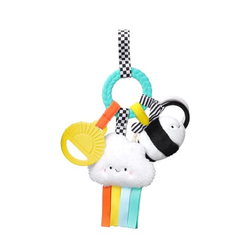 Itzy Ritzy Teething Activity Toy - Bitzy Busy Ring Infant Teething Toy Features Braided Ring & Dangling Toys, Includes Teether, Ribbons, Crinkle Sound & Jingle Bell - 0 Months & Up (High Contrast) | Amazon (US)