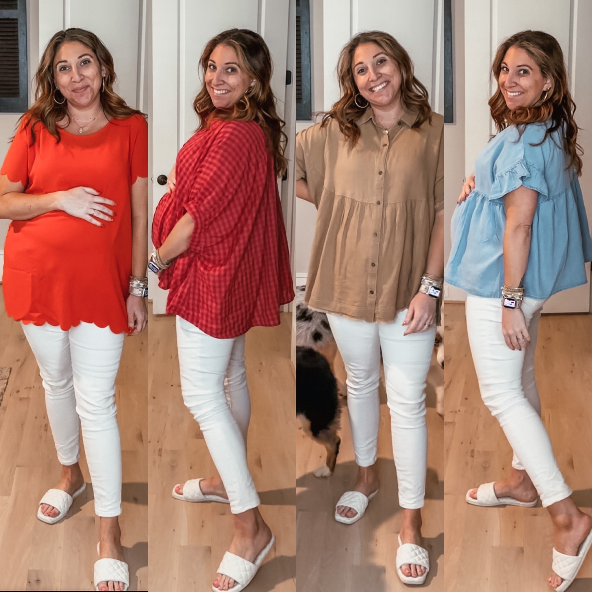 Pinkblush haul! All tops size L (maternity). *FOR non maternity peeps, I recommend you stay tts on all of them. But you COULD size down on middle two 

#LTKsalealert #LTKstyletip #LTKbump