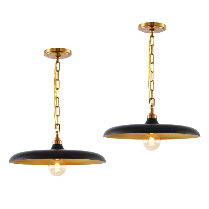 House of Hampton® Julyn Farmhouse Pendant Light, 17" Dome Black Large Industrial Hanging Light f... | Wayfair North America