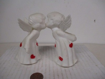 Vintage Lefton Valentine's Day Porcelain Kissing Angels w Hearts on Dress | eBay US