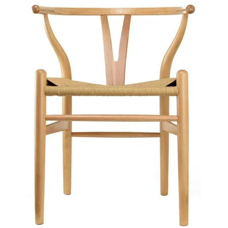 2xhome Natural Wishbone Wood Armchair With Arms Open Y Back Open Mid Century Modern Contemporary Ass | Walmart (US)