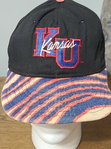 Vintage NCAA Kansas Jayhawks KU snapback hat striped by Zubaz AJD 1990s Made USA  | eBay | eBay AU