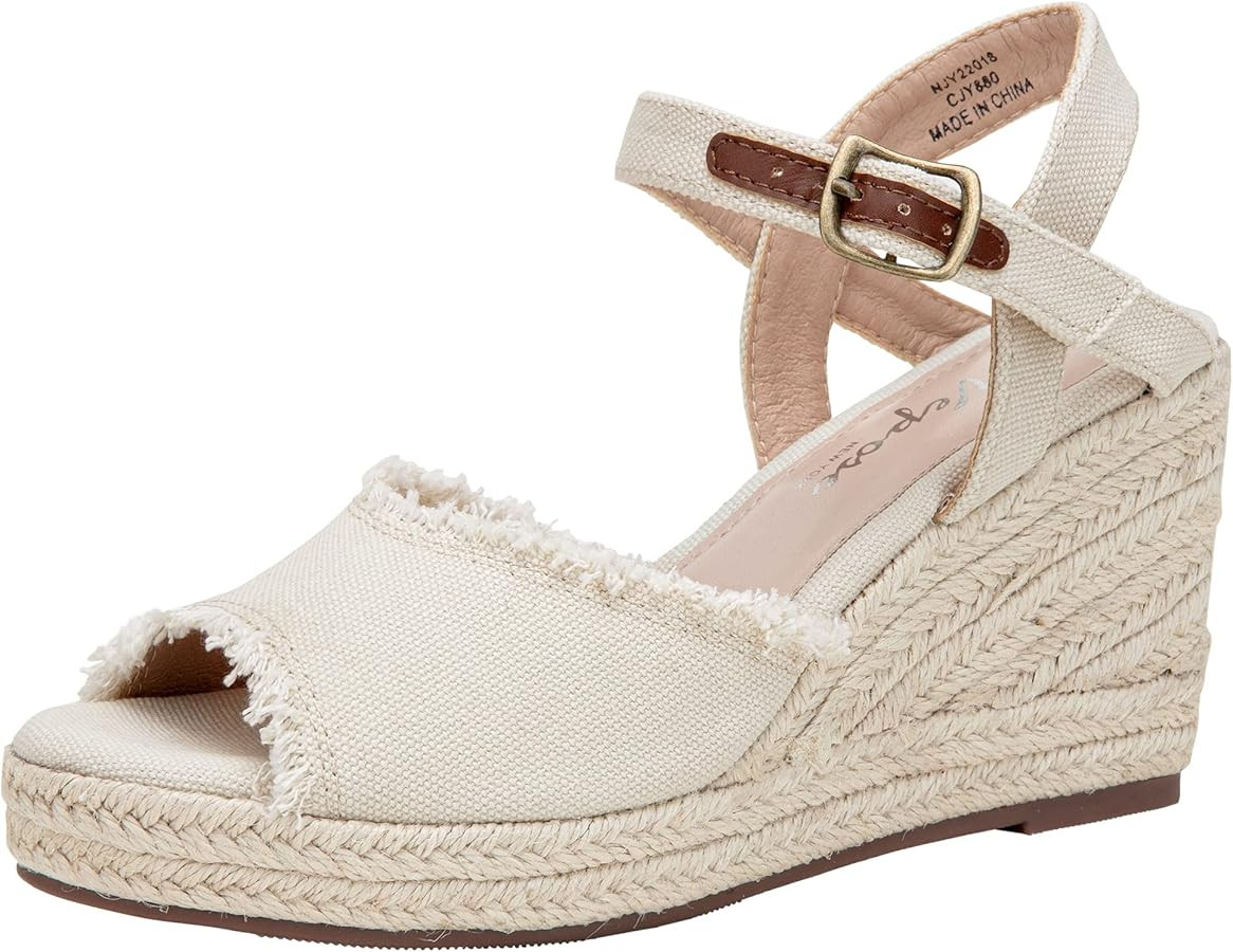 Vepose Women's 80 Espadrilles Wedge Sandals 丨 Peep Toe High Heel Platform Sandals+Ankle Buckle | Amazon (US)