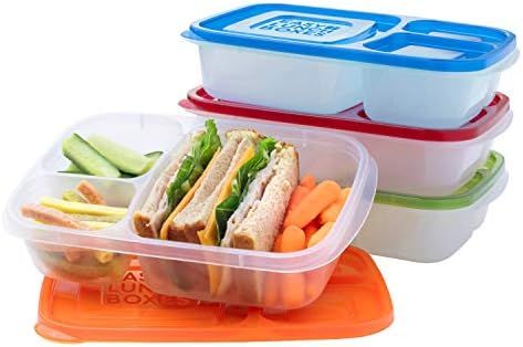 EasyLunchboxes - Bento Lunch Boxes - Reusable 3-Compartment Food Containers for School, Work, and... | Amazon (US)