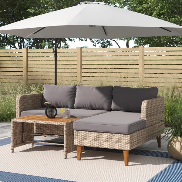 Nicosia All Weather Wicker/Rattan 3 - Person Seating Group with Cushions | Wayfair North America