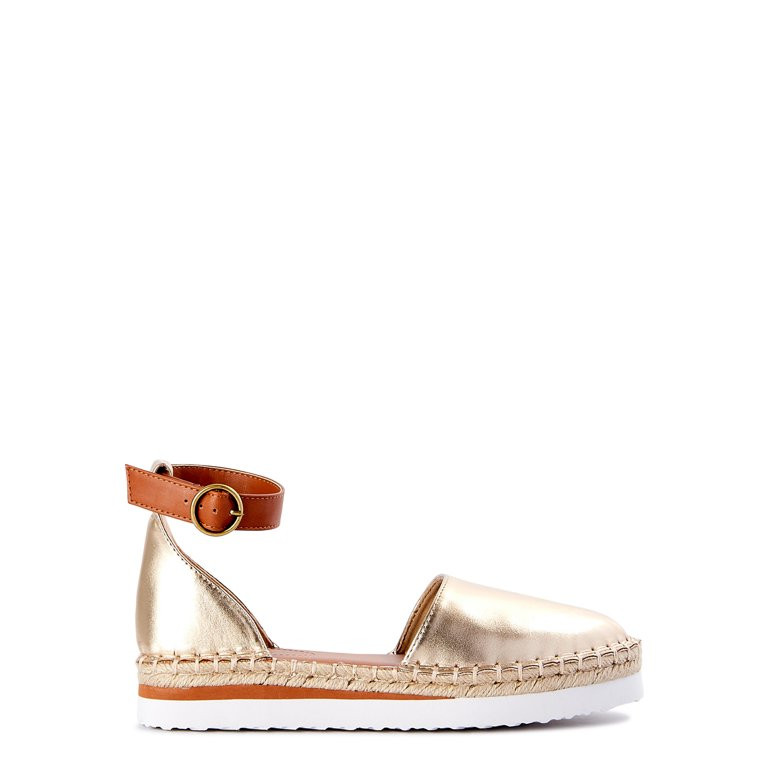 Time and Tru Women's Ankle Strap Espadrille Flats | Walmart (US)