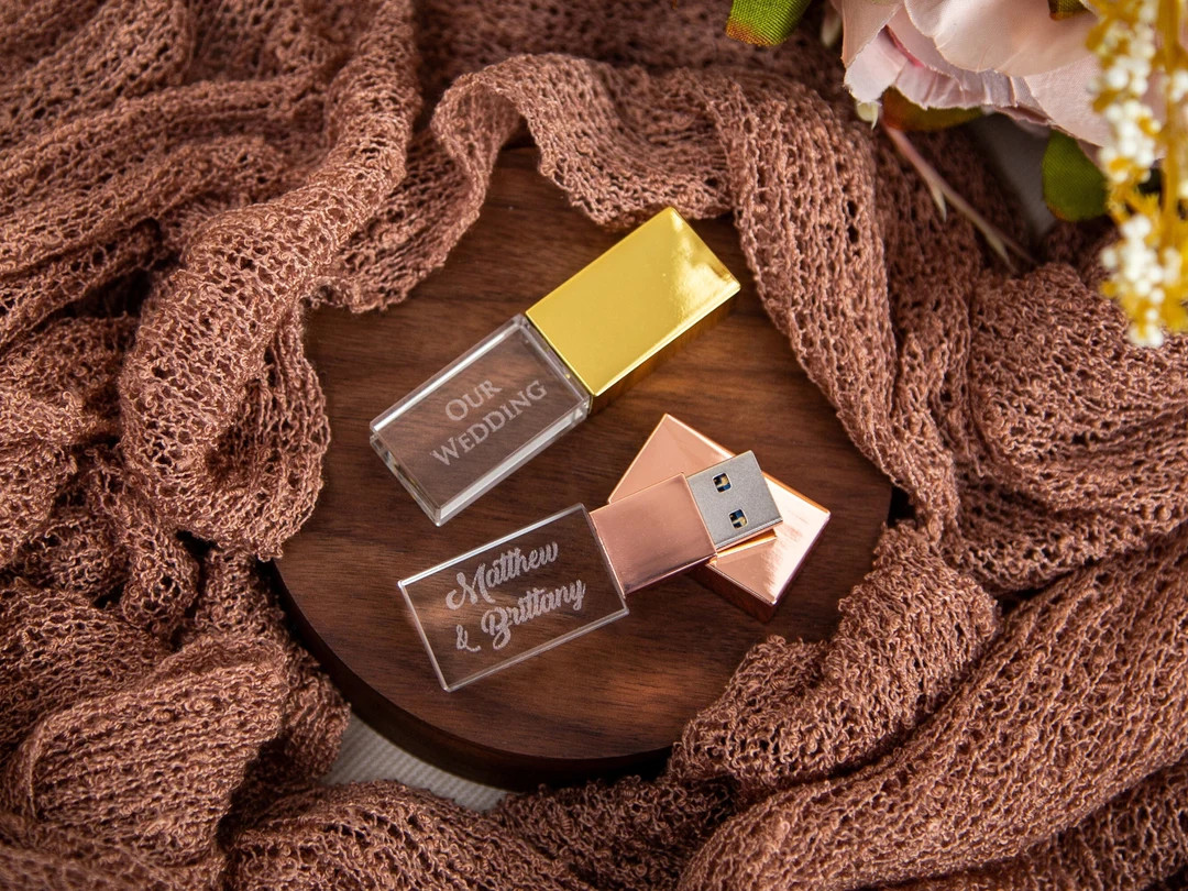 Metal Crystal USB only - Gold Rose Gold Silver Black Crystal Glass USB Flash Drive - Wedding Phot... | Etsy (US)