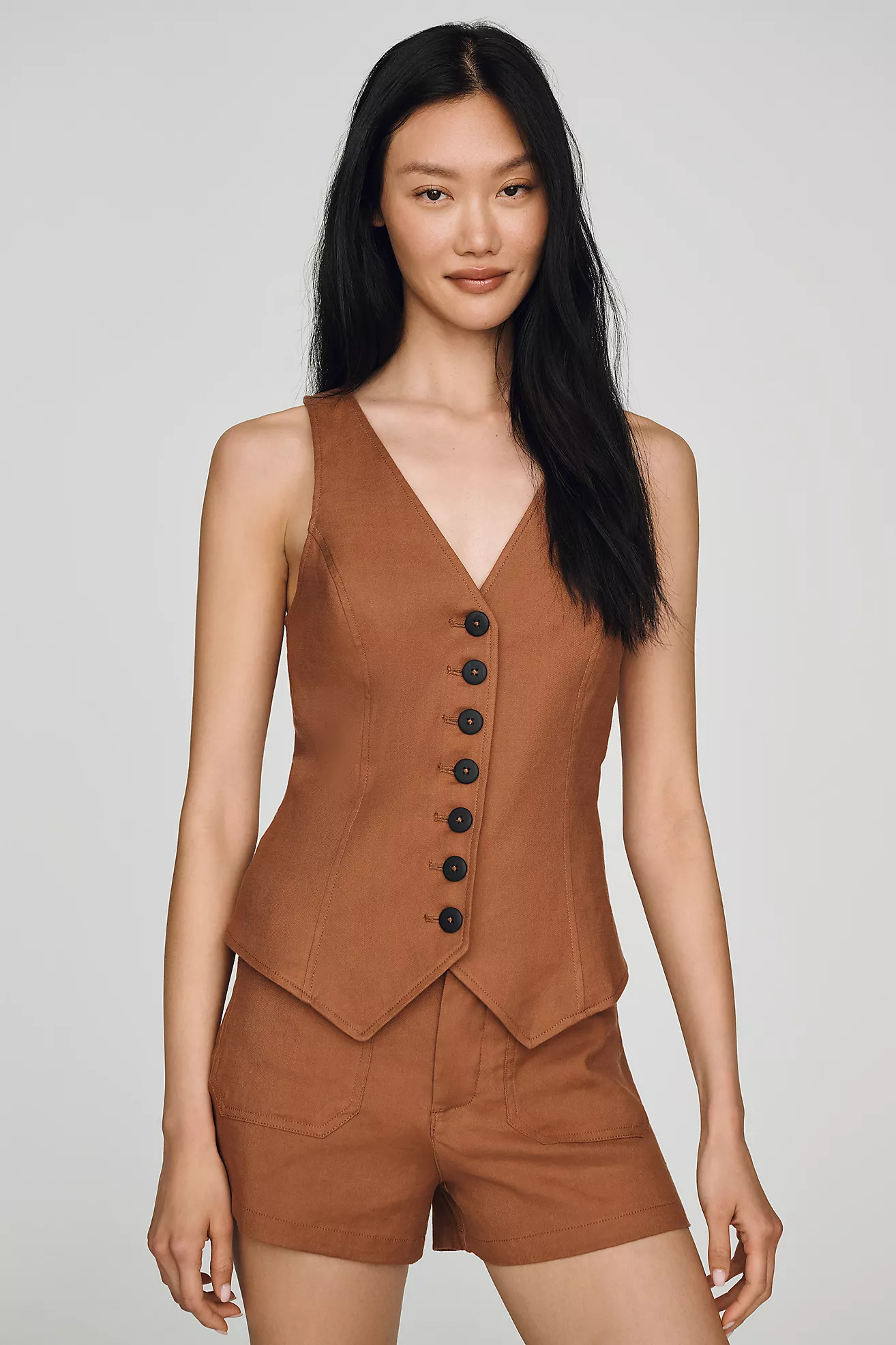 Halsey European Linen Stretch Button Front Blouse | Anthropologie (US)