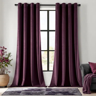 Velvet Curtains Purple Orchid Elegant Grommet Thermal Insulated Soundproof Room Darkening Curtains/Drapes For Classical Living Room Bedroom Decor 52 X | Wayfair North America