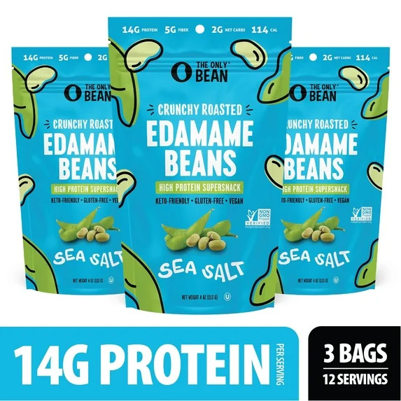 The Only Bean - Crunchy Roasted Edamame Beans (Sea Salt) - Keto Snacks (2g Net) - High Protein He... | Walmart (US)