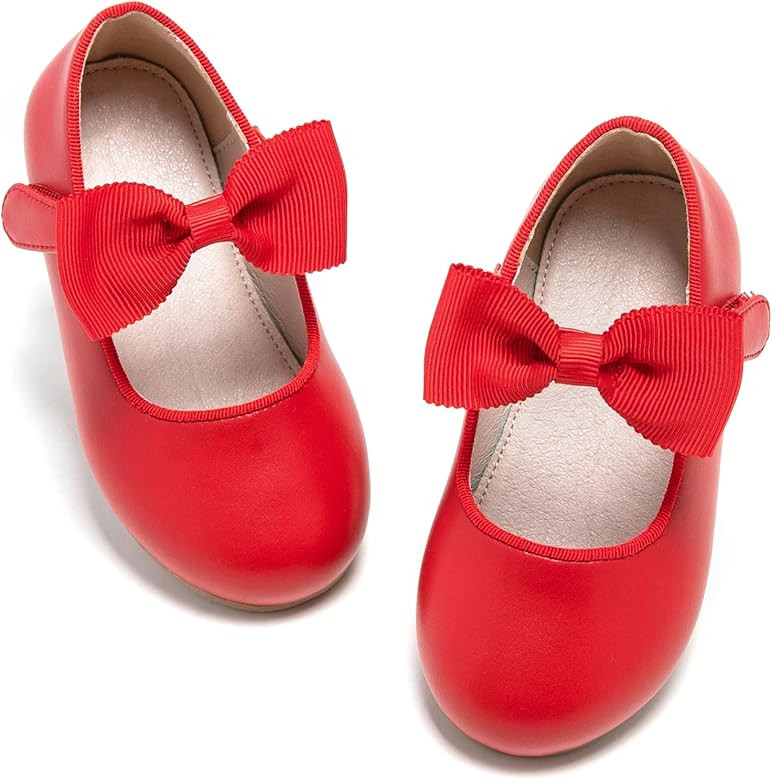 GINFIVE Toddler Girls Dress Shoes Mary Janes Ballerina Flats for Girls Shoes Toddler | Amazon (US)