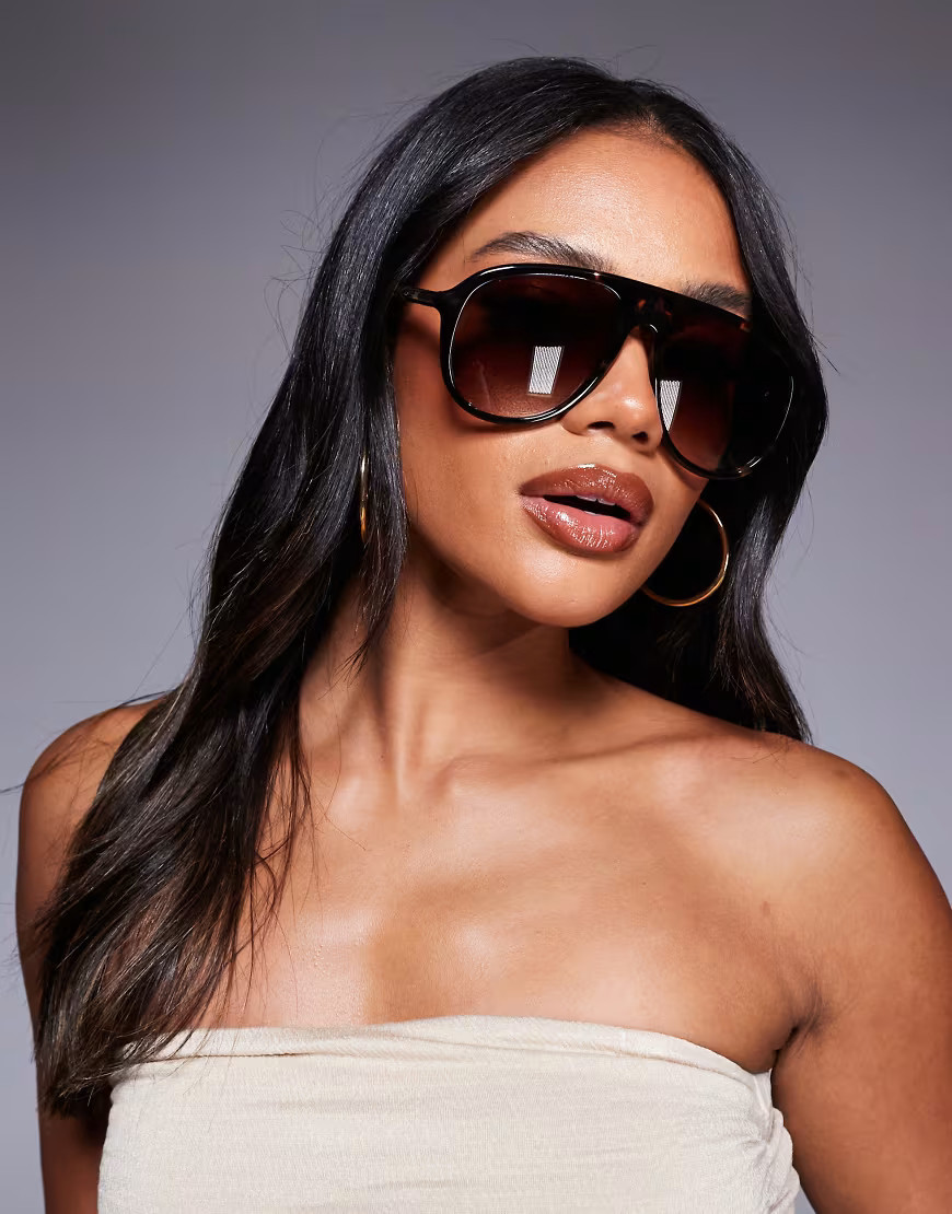 Quay chart topper aviator sunglasses in tortoiseshell-Brown | ASOS (Global)