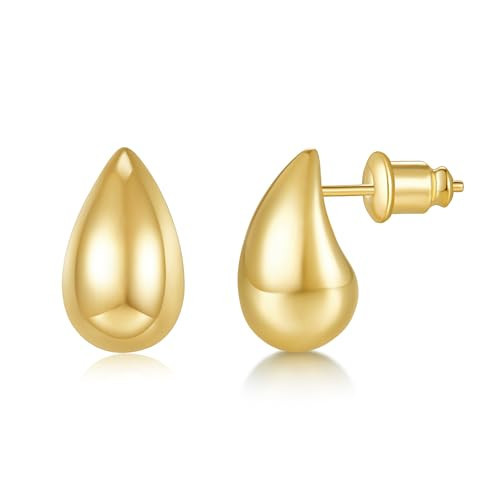 MINDDHA 14K Gold Plated Earring| 925 Sterling Silver Post| Hoop Teardrop Chunky Earrings | Lightweight Drop Earrings for Women | Designer-Inspired Statement Earrings | Amazon (US)