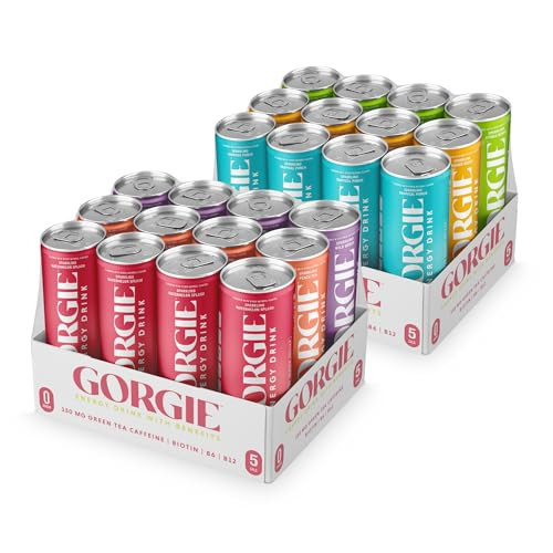 GORGIE All Star Bundle - Tropical Variety - Original Variety Bundle, Sugar-Free Natural Energy Drink Sparkling, Healthy Energy Drinks - Green Tea, Biotin, B Vitamins, Vegan, & Low Calorie (2 Packs of | Amazon (US)