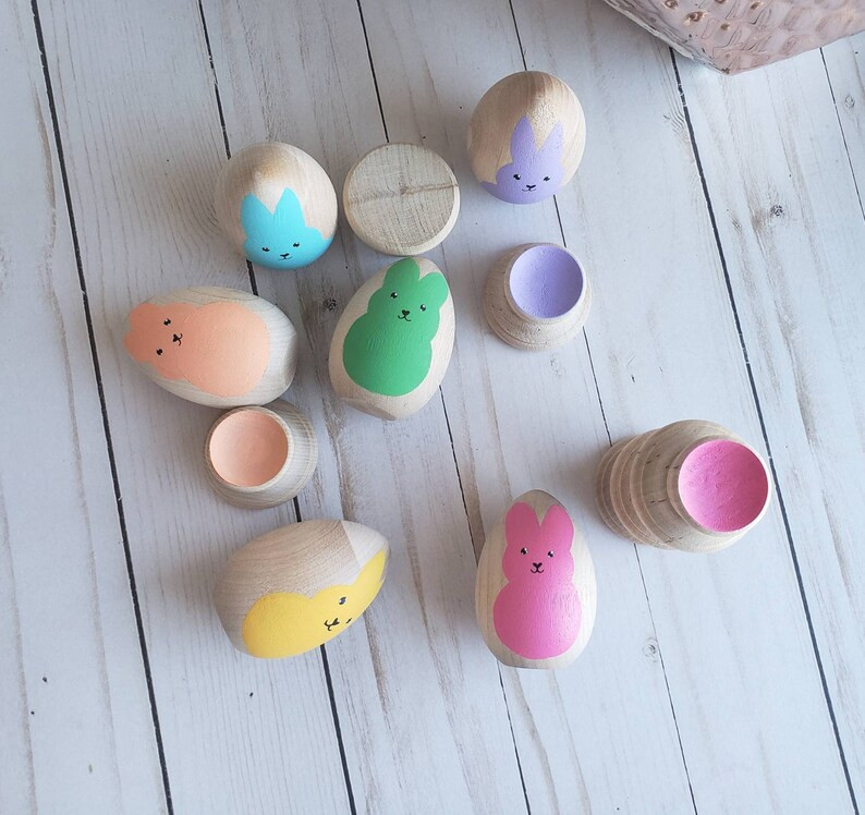 Bunny Sorting Set Wood Toy Matching Toy Easter Basket | Etsy | Etsy (US)