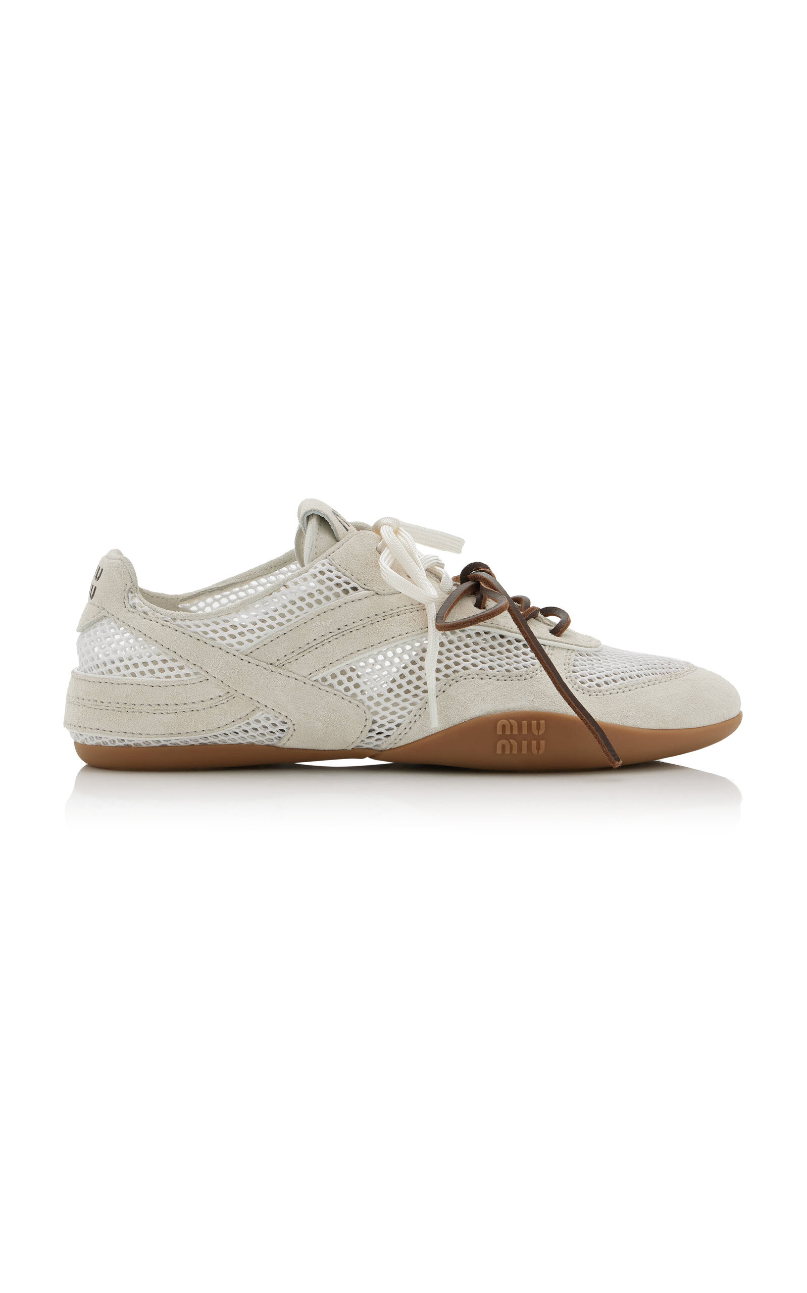 Miu Miu - Suede-Trimmed Mesh Sneakers - White - IT 37.5 - Moda Operandi | Moda Operandi (Global)