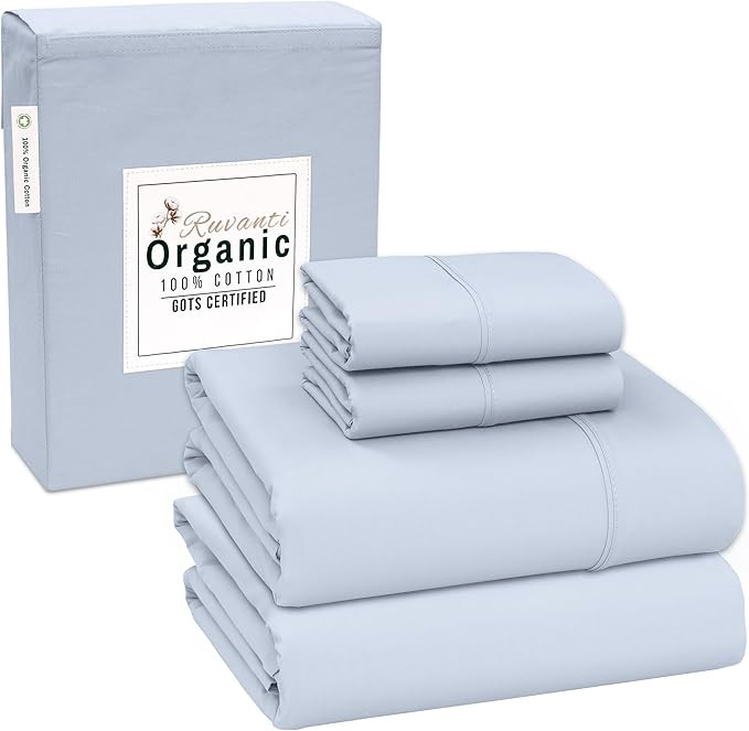 RUVANTI 100% Organic Cotton Sheets - Certified for GOTS - Breathable & Comfortable King Size Shee... | Amazon (US)