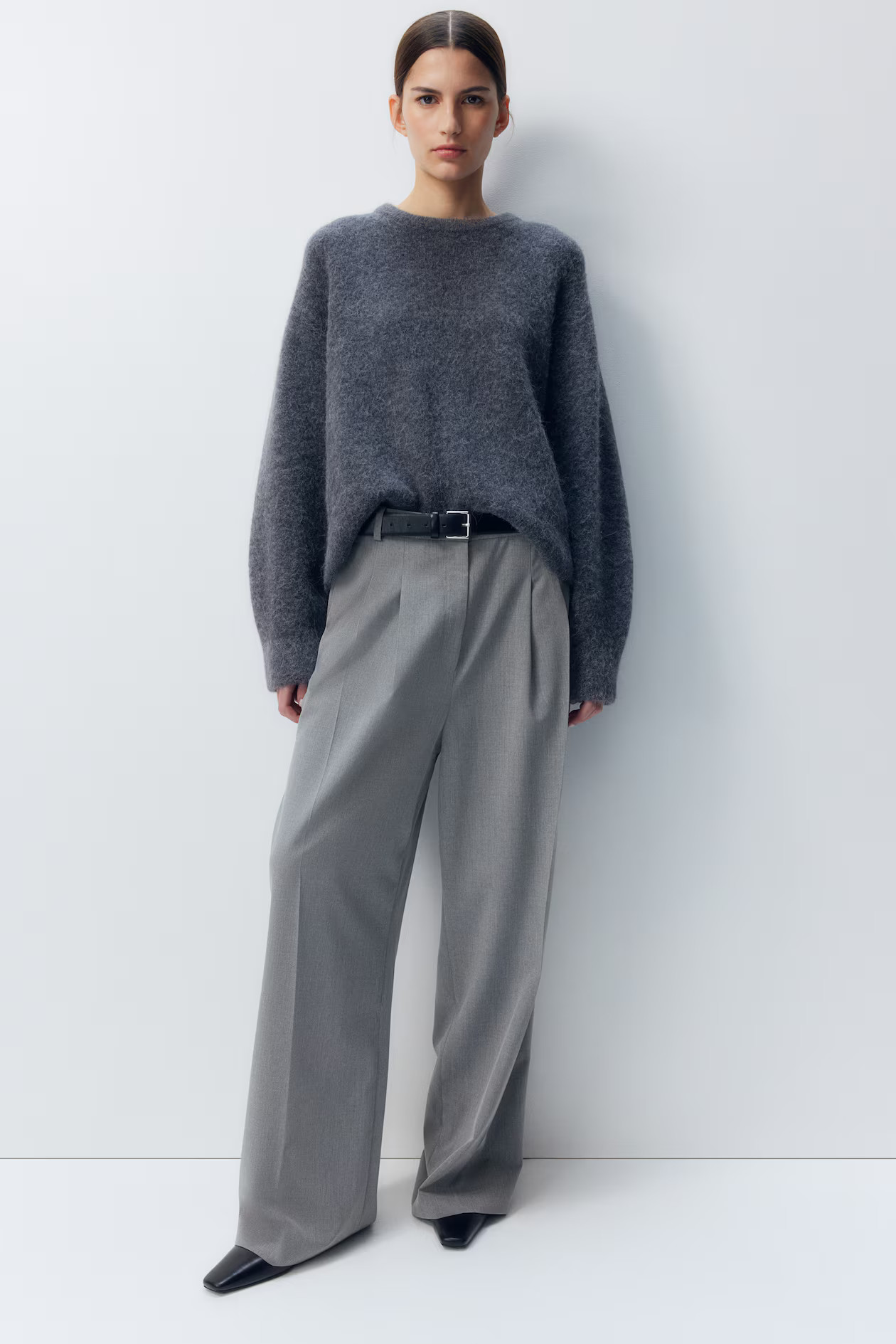 Wide trousers - Grey - Ladies | H&M GB | H&M (UK, MY, IN, SG, PH, TW, HK)