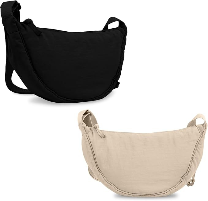 Nylon Crescent Crossbody Bag for Women Purses Trendy Men,Small Travel Sling Bag Hobo | Amazon (US)