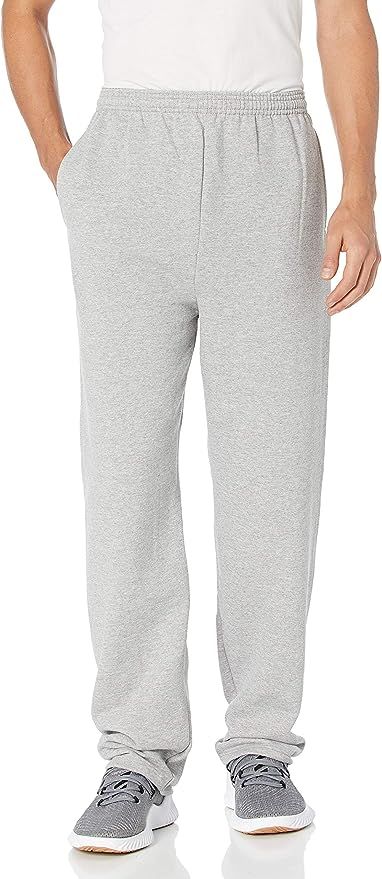 Hanes Men's EcoSmart Open Leg Fleece Pant with Pockets | Amazon (US)